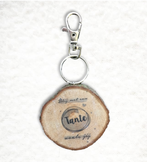 boomstam sleutelhanger tante