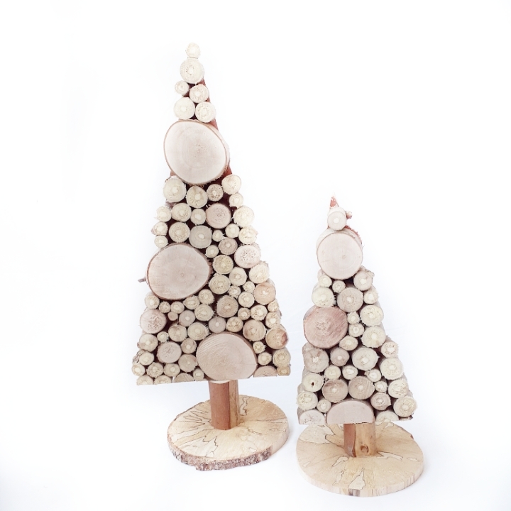 Houten kerstboom set van 2 klein